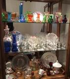 Crackle Glass, Fenton, etc.   Wheat Stemware.