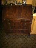 Flame Mahogany Empire revival Hairy pawfoot dropfront desk and 4 drawers