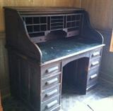 Oak roll top desk.  Roll is missing.  