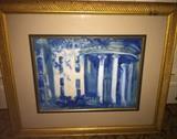 Blue study of Mississippi Governors Mansion by Mississippi artist Esmer Thomas