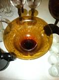 Crackle glass Amber Bowl
