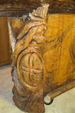 Outstanding 8 foot White Oak Log Bar w/ 4 Stools (Chain Saw), very nice!