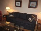 Navy Window-Pane Plaid Sofa