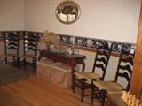Four Ladder Back Chairs, Cherry Sofa Table
