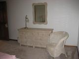 Wicker Dresser w/mirror, Wicker Barrel Chair