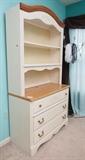 Dresser And Hutch Off white bedroom three drawer dresser 40.5X19X30 and hutch 40X11X46.