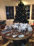 Game Table With Four Chairs, Porcelain Santa With Reindeers & Numerous Serving Pieces