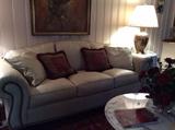 Leather Sofa with Nailhead Trim