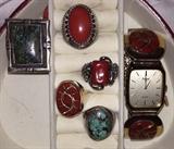 Coral & Turquoise Sterling Silver Jewelry