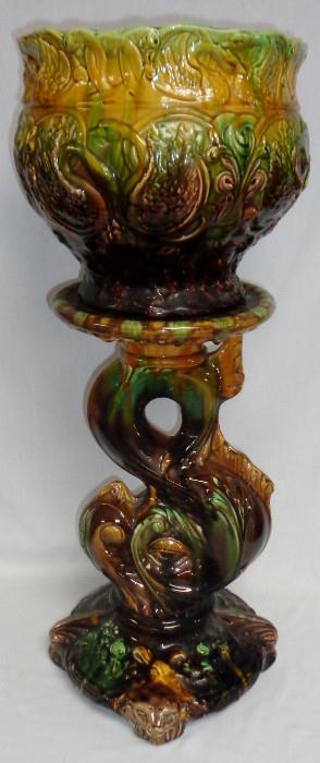 Majolica (Weller?) Jardiniere and Stand