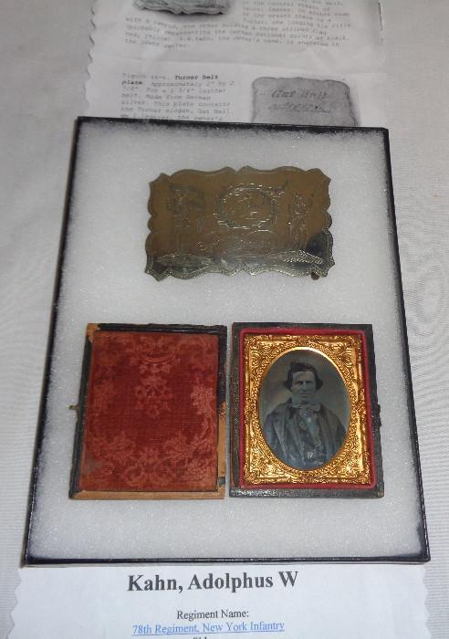 Rare Civil War 78th Reg NY Infantry German-American Soldier Buckle and Dag/Ambro with Documentation
