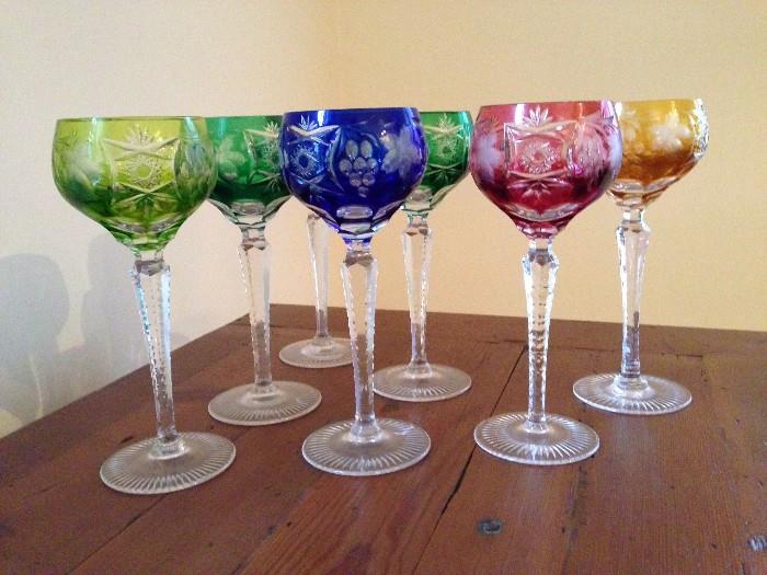 Colored Cut Crystal Glasses 