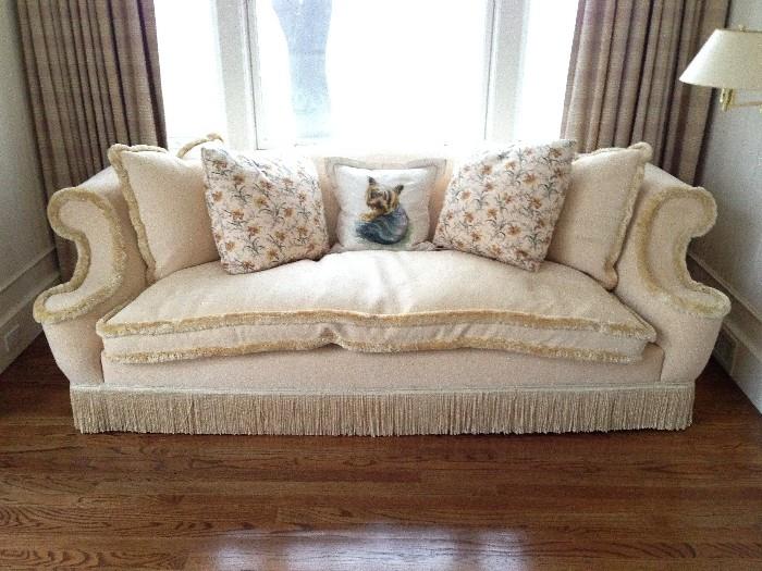 chenille accented down filled couch