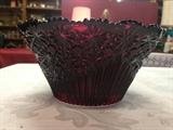 Beautiful Red Polish Crystal Bowl 