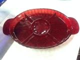 Red Polish Crystal Serving Plate 