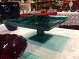 Green Polish Crystal Cake Plate