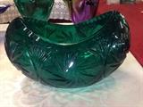 Green Polish Crystal Bowl