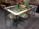 Marble/Glass Top Table w/ 6 Chairs