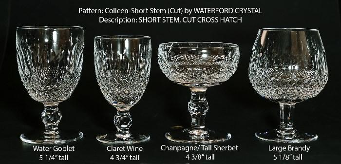 Waterford Crystal, set of 8 of each kind shown above
