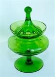 Blenko glass, green candy dish