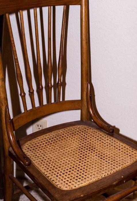 wood with cane dining chairs