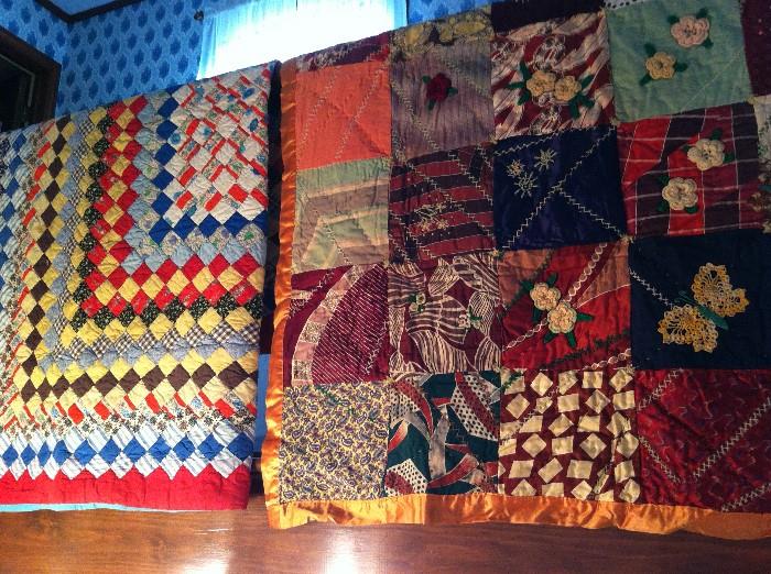 just two of the glorious five hand made quilts
