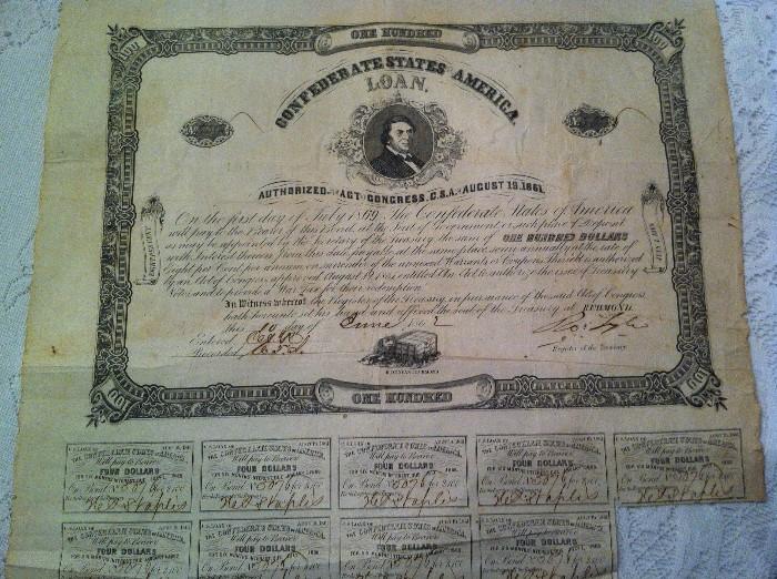 Confederate original bonds