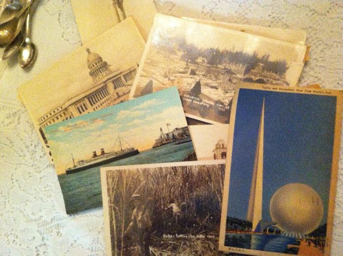 collection of early travel postcards