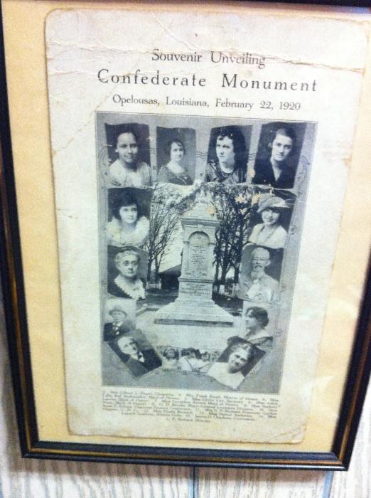1920 original program of Opelousas dedication to Civil War monument