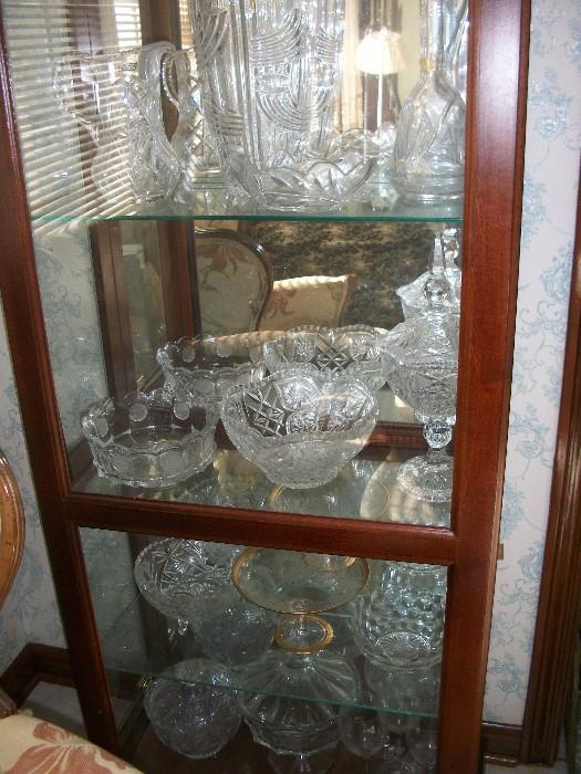 HUGE cabinet filled with vintage crystal