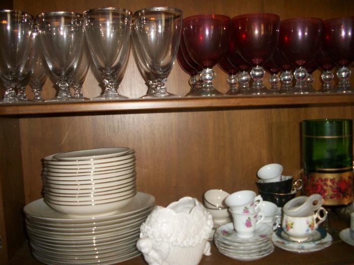 beautiful china and Fostoria Crystal--perfect for Christmas