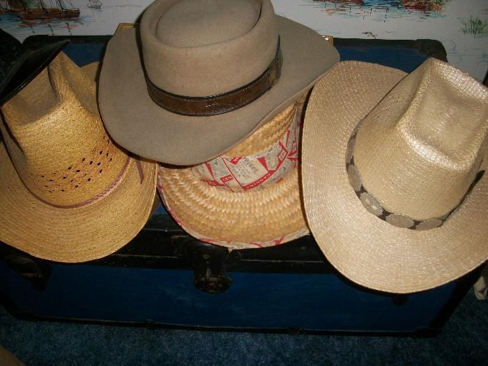cowboy hats including two Stetsons
