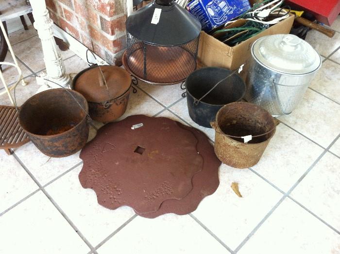 old fireplace cookware and notice we have two plow blades waiting for you!