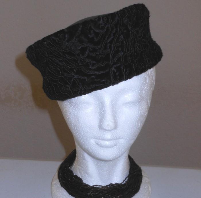 Vintage Curly Lamb Pill Box Hat, matches with Curly Lamb Jacket