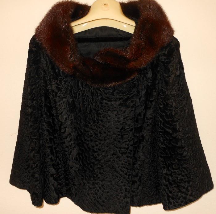 Fabulous Vintage Curly Lamb Jacket with Real Fur Collar; comes with matching Curly Lamb Hat
