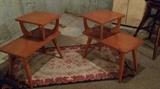 Mid Century End Tables, and a great hooked rug