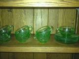 NICE GREEN DEPRESSION GLASS SET.