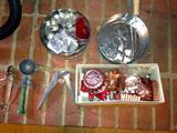 OLD KITCHEN COOKIE MOLDS, ICE CREAM SCOOP, ETC.
