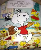 SNOOPY POSTER FROM THE 1960'S REFERRING TO UNIVERSITY OF NORTH CAROLINA ON PARTYING BUT NOT TO STUDY.