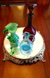 HAND-BLOWN GLASS
ANTIQUE TABLE MIRROR