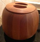 SOLID TEAK CONTAINER W/LID