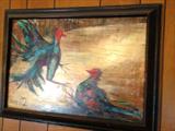 1964 OIL PAINTING OF TWO ROOSTERS
SIGNED