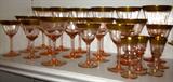 Elegant Depression glass
Etched pink w/gold rim
