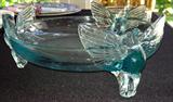 nice Blue glass dish w/birds