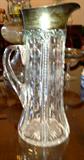 glass pitcher w/sterling silver lip