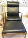 1960's Teak Wood Chair w/Ottoman