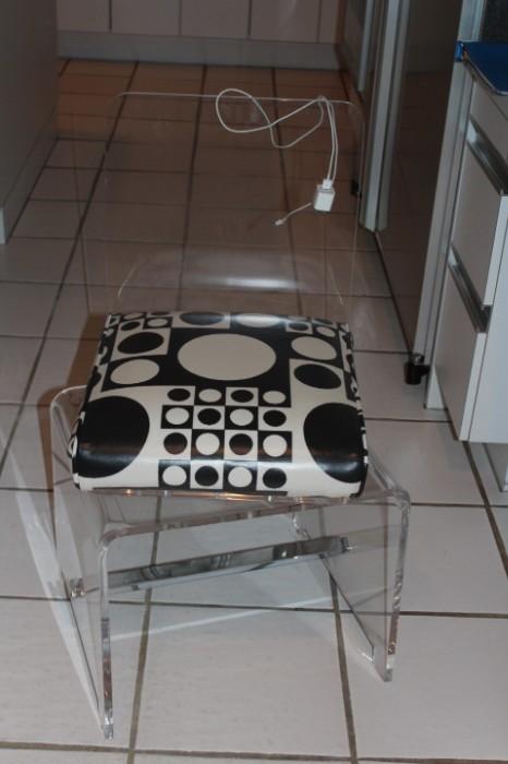 Contemporary Lucite Stools and Cushions