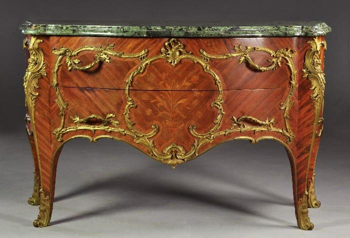 11.	Louis XV Style Ormolu Mounted Marble Top Commode