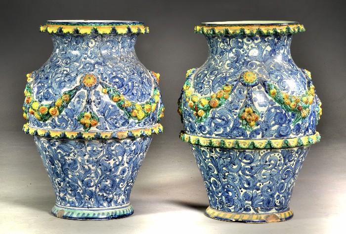 15.	Pr. Italian Pottery Floor Vases