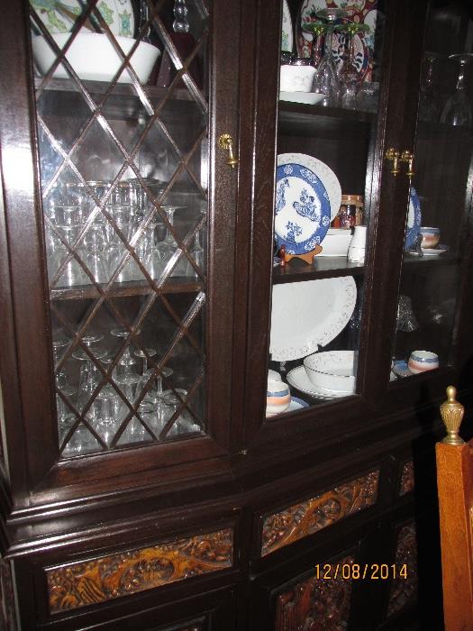 VINTAGE HAND CARVED CHINA CABINET